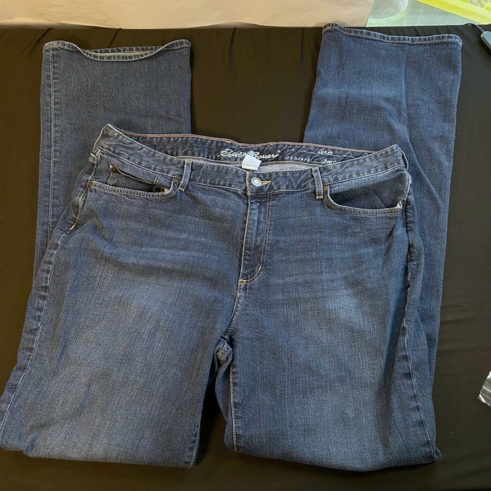 eddie bauer womens L20 curvy bootcut blue denim Jeans western cowgirl streetwear